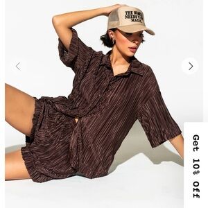 Dressed in Lala Brown short set